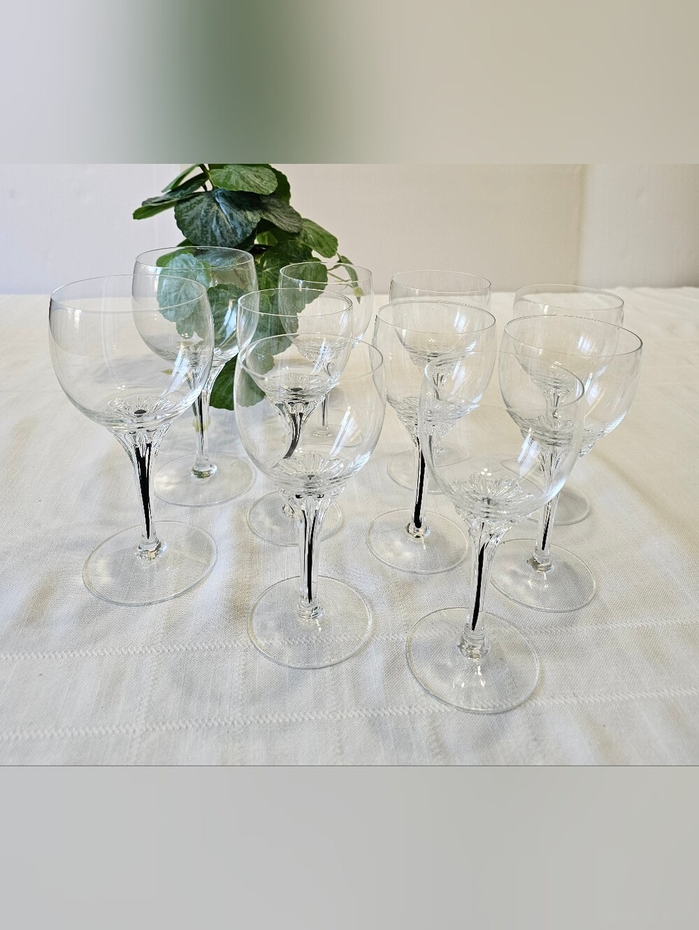 Vintage Belfor Exquisite Crystal Black Core Stemware Set of 10